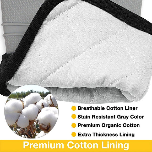 Dark Grey Set BPA-Free Non-Slip Silicone Oven Mitts - Heat Resistant Gloves with Honeycomb Pattern for Kitchen Safety