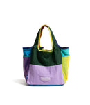 Purple Vibrant Colorblock Foldable Tote Bag Lightweight Reusable Shopping Shoulder Bag-1
