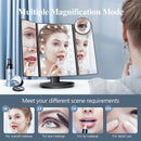 White LED Lighted Tri-Fold Vanity Mirror with 2X/3X/10X Magnification-3