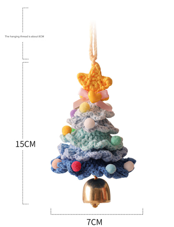 2PCS Purple Handmade-Style Crochet Christmas Tree Ornament - Festive Plush Hanging Decor for Home & Car - 0