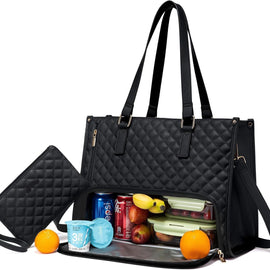 Black Insulated Lunch Bag and Laptop Cooler - Perfect for Keeping Food Fresh