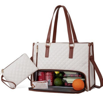 White Insulated Lunch Bag and Laptop Cooler - Perfect for Keeping Food Fresh