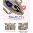 Beige Women's Multi-Pocket Tote Bag - Large Quilted Travel Handbag for Work, Gym, and More-4