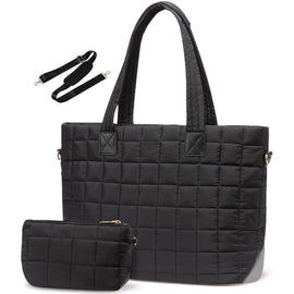 Black New Large Capacity Tote Bag - Fashionable Quilted Women's Shoulder Bag and Laptop Bag