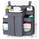 Dark grey Foldable Baby Crib Storage Hanging Bag - Large Capacity Organizer for Cribs and Changing Tables-1