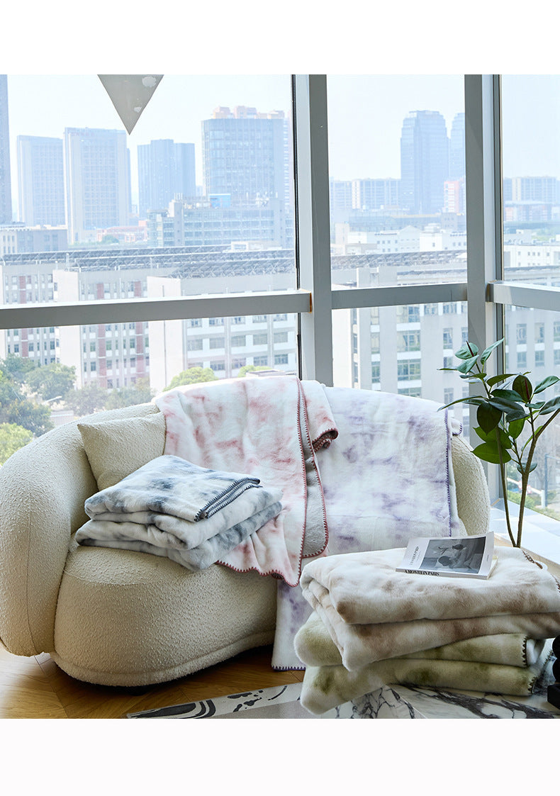 Green Luxury Mink Velvet Ink Print Blanket - High-Quality Warmth for Your Home(150*200cm)