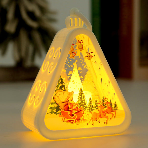 White Elk Charming Christmas Scene Mini Lanterns (Set of 3) - Battery Operated LED Lights for a Cozy Holiday Glow