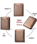 Black Sleek Carbon Fiber Vertical Wallet for Men - Slim Bifold Card Holder with Clear ID Window-3