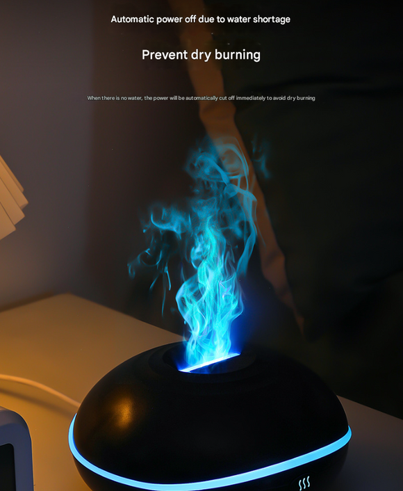 White Mini USB Aromatherapy Diffuser with Flame Projection - Portable Humidifier for Home and Car Use