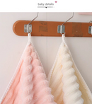 Pink Plush Ribbed Coral Fleece 3-Piece Towel Set - Ultra Soft & Absorbent Bath, Hand Towel and Hair Wrap-4