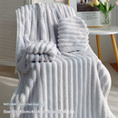 Grey Plush Ribbed Coral Fleece 3-Piece Towel Set - Ultra Soft & Absorbent Bath, Hand Towel and Hair Wrap-1