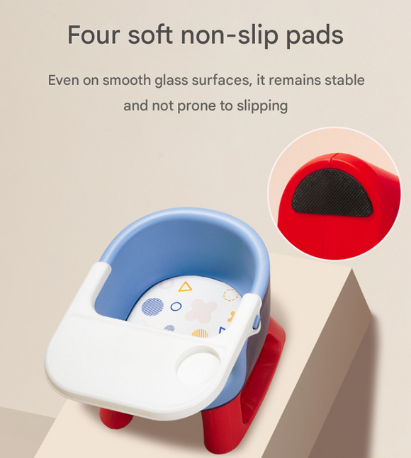 Orange Baby Floor Seat & Booster Dining Chair with Removable Tray - Safe, Stable & Fun Squeaky Cushion