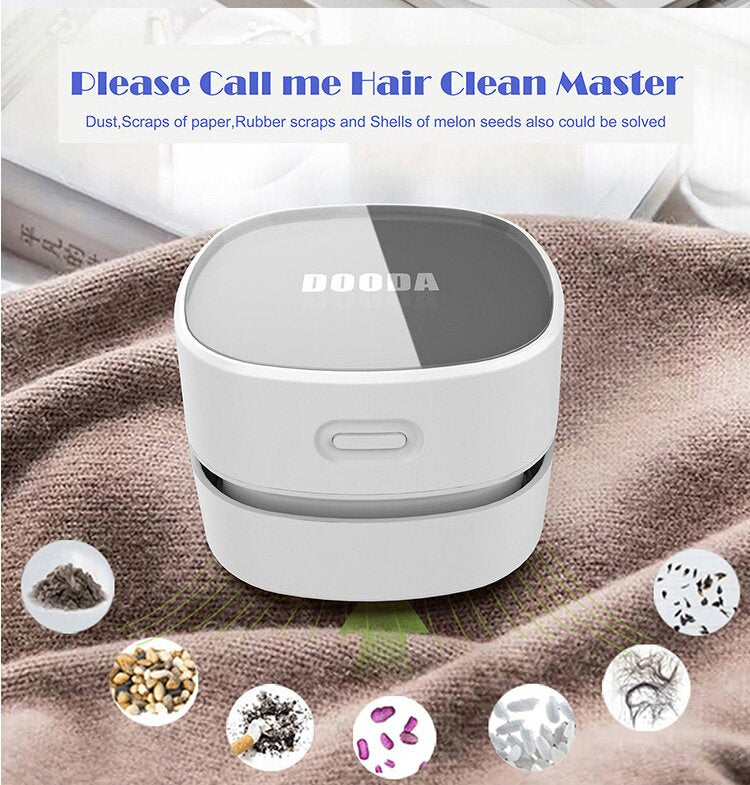 Blue Rechargeable Cordless Mini Desktop Vacuum - Portable Handheld Cleaner for Desk, Keyboard, Crumb & Dust