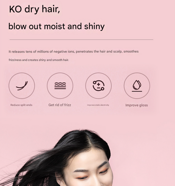 Pink Ultra-Lightweight Ionic Cordless Hair Dryer, USB Rechargeable Portable Blow Dryer with Cool Air for Travel & Home