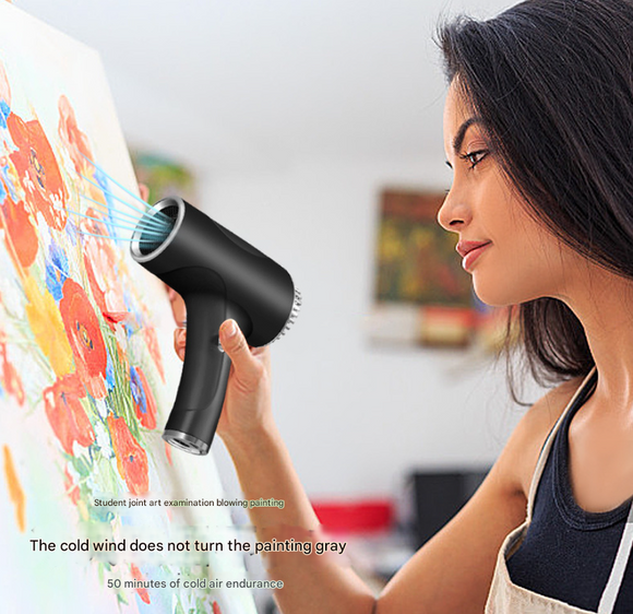 Green Ultra-Lightweight Ionic Cordless Hair Dryer, USB Rechargeable Portable Blow Dryer with Cool Air for Travel & Home