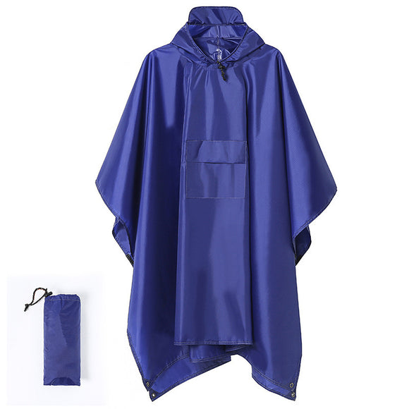 Blue 3-in-1 Multifunctional Outdoor Rain Poncho - Ground Mat & Shelter - Lightweight & Waterproof for Hiking & Camping