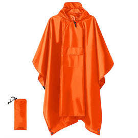 Orange 3-in-1 Multifunctional Outdoor Rain Poncho - Ground Mat & Shelter - Lightweight & Waterproof for Hiking & Camping