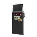 Black Ultra-Slim RFID Blocking Pop-Up Wallet - Automatic Card Holder with Metal Case & Secure Screw Base-1