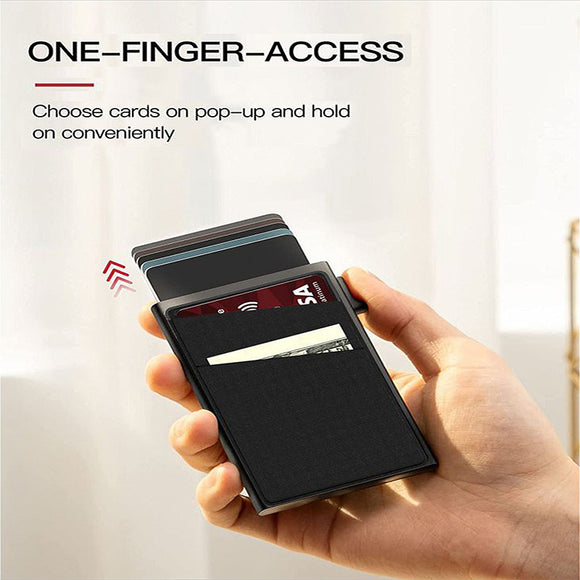 Orange-red Ultra-Slim RFID Blocking Pop-Up Wallet - Automatic Card Holder with Metal Case & Secure Screw Base