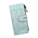 Blue Women's Stylish Long Wallet - Multi-Card Slot PU Leather Clutch with Phone Pocket & Coin Zipper-1