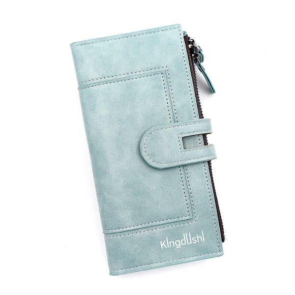 Blue Women's Stylish Long Wallet - Multi-Card Slot PU Leather Clutch with Phone Pocket & Coin Zipper