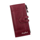 Red Women's Stylish Long Wallet - Multi-Card Slot PU Leather Clutch with Phone Pocket & Coin Zipper-1