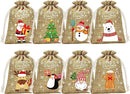 Brown Christmas Gift Drawstring Bags Set - Festive Burlap Style Pouches for Candy & Apples - Holiday Decoration - 10 Pcs-1