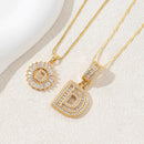 Sparkling Cubic Zirconia Initial Letter Necklace Set - Gold Plated Two-Piece Design(D)-1