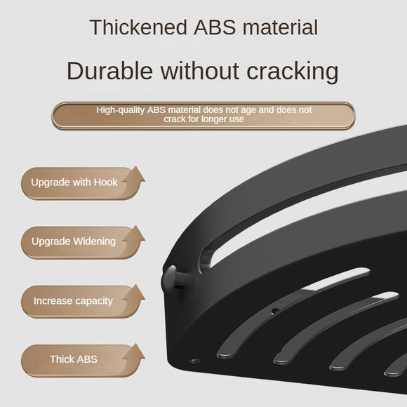 Three layers of elegant black Premium No-Drill Corner Shower Caddy - Thickened ABS Bathroom Storage Shelf with Hooks, Quick Wall Mount Organiser