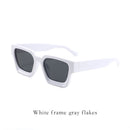 White frame with gray tiles Classic Square Frame Sunglasses - Unisex UV400 Protection, Lightweight & Face-Slimming Design - High Definition Vision Eyewear-1