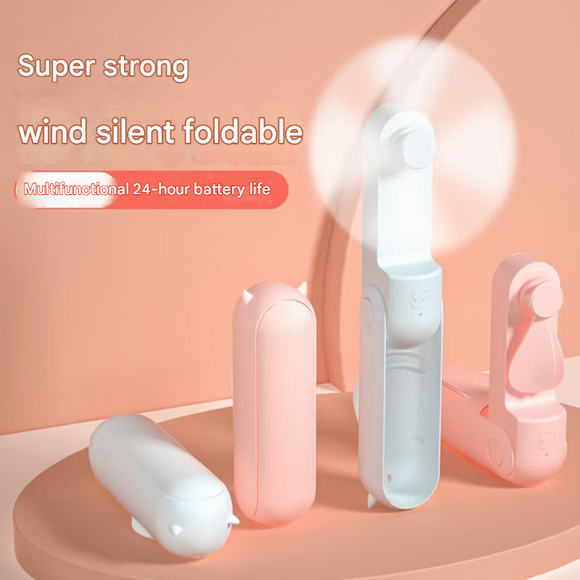 Green 2-in-1 Foldable Mini Fan & Power Bank - Ultra-Compact USB Rechargeable Personal Fan