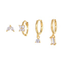 Four-piece set Gold Delicate CZ Earring Stacking Set - Huggie Hoops & Studs for Multiple Piercings-1