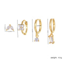 Four-piece set Gold Delicate CZ Earring Stacking Set - Huggie Hoops & Studs for Multiple Piercings-4