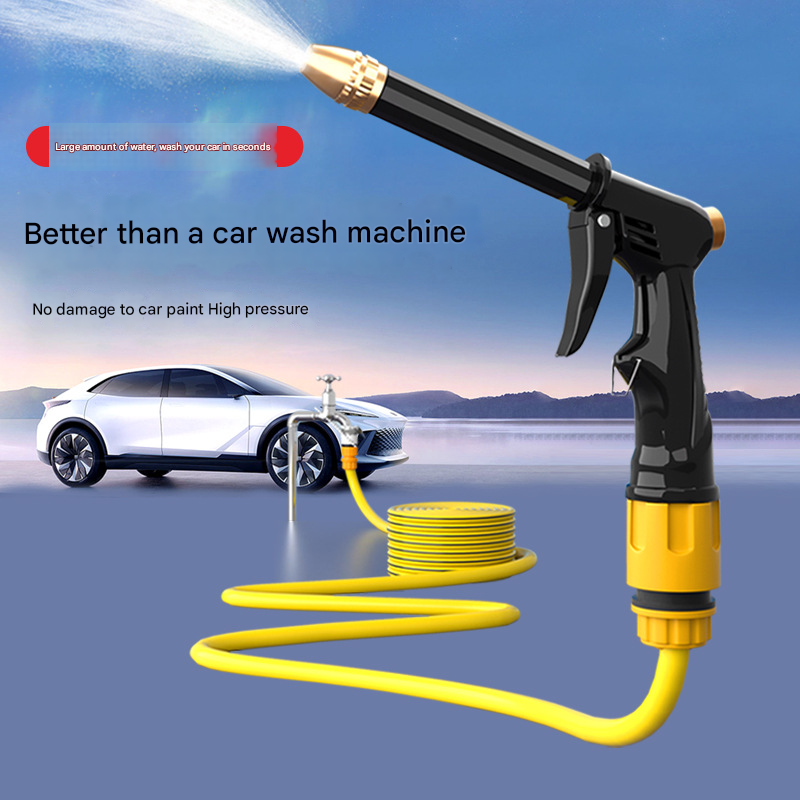 Yellow High-Pressure Car Wash Foam Gun & Hose Set - Adjustable Nozzle for Cleaning, Gardening & Pet Washing(5m) - 0