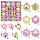 Gold and pink 44-Piece Assorted Christmas Baubles Set with Elegant Designs in Wooden Gift Box - 3-6cm Decorative Ornaments for Tree, Home & Holiday Display-1