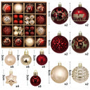Red and white 44-Piece Assorted Christmas Baubles Set with Elegant Designs in Wooden Gift Box - 3-6cm Decorative Ornaments for Tree, Home & Holiday Display-1