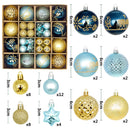 Blue and gold 44-Piece Assorted Christmas Baubles Set with Elegant Designs in Wooden Gift Box - 3-6cm Decorative Ornaments for Tree, Home & Holiday Display-1