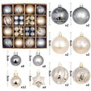 Grey and champagne gold 44-Piece Assorted Christmas Baubles Set with Elegant Designs in Wooden Gift Box - 3-6cm Decorative Ornaments for Tree, Home & Holiday Display-1