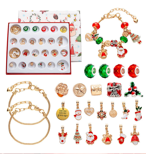 Golden 24-Day DIY Christmas Advent Calendar Jewelry Ki
