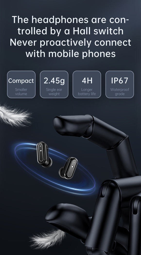 2-in-1 Smartwatch with Built-in TWS Earphones - IP67 Waterproof, Health Monitoring & CNC Metal Design(Black rubber)