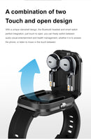 Smartwatch with Built-in TWS Earbuds & Silicone Sleeve - 2.01 HD Screen  Health Monitoring Bluetooth Calls & Music(Black steel belt)"-4