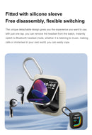 Smartwatch with Built-in TWS Earbuds & Silicone Sleeve - 2.01 HD Screen  Health Monitoring Bluetooth Calls & Music(Black steel belt)"-5