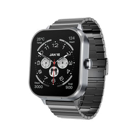 Smartwatch with Built-in TWS Earbuds & Silicone Sleeve - 2.01 HD Screen  Health Monitoring Bluetooth Calls & Music(Gray steel belt)"