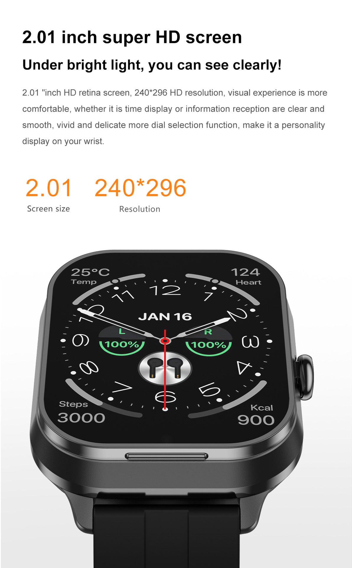 Smartwatch with Built-in TWS Earbuds & Silicone Sleeve - 2.01 HD Screen  Health Monitoring Bluetooth Calls & Music(Gray steel belt)"