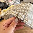 Patchwork Plaid Cotton Cap with Decorative Details(blue)-6