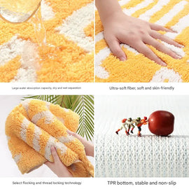 Super Absorbent Microfiber Bath Mat - Non-Slip TPR Backing, Machine Washable, Fun Fruit Designs(Red apple 50*60cm) - 0