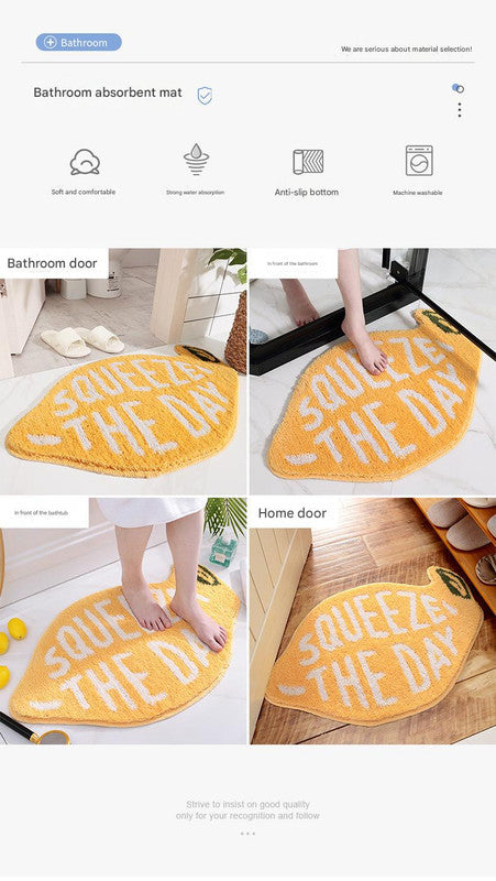 Super Absorbent Microfiber Bath Mat - Non-Slip TPR Backing, Machine Washable, Fun Fruit Designs(Red apple 50*60cm)