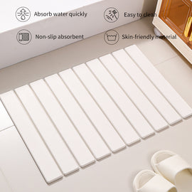 Collapsible Diatom Mud Bath Mat - Quick Dry, Non-Slip, Odor-Free Absorbent Pad(white) - 0