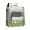 Breathable Pet Carrier Backpack - Large Capacity, Multiple Windows, Oxford Cloth(green)-1