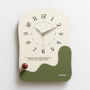 Abstract Modern Wall Clock - Silent Non-Ticking Decorative Clock with Wavy Design & Ceramic Accent(green)-1